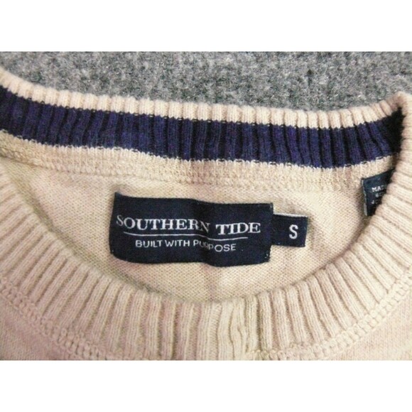 Southern Tide Sweater Mens Small Tan Knit Pullover Knit - Picture 5 of 9